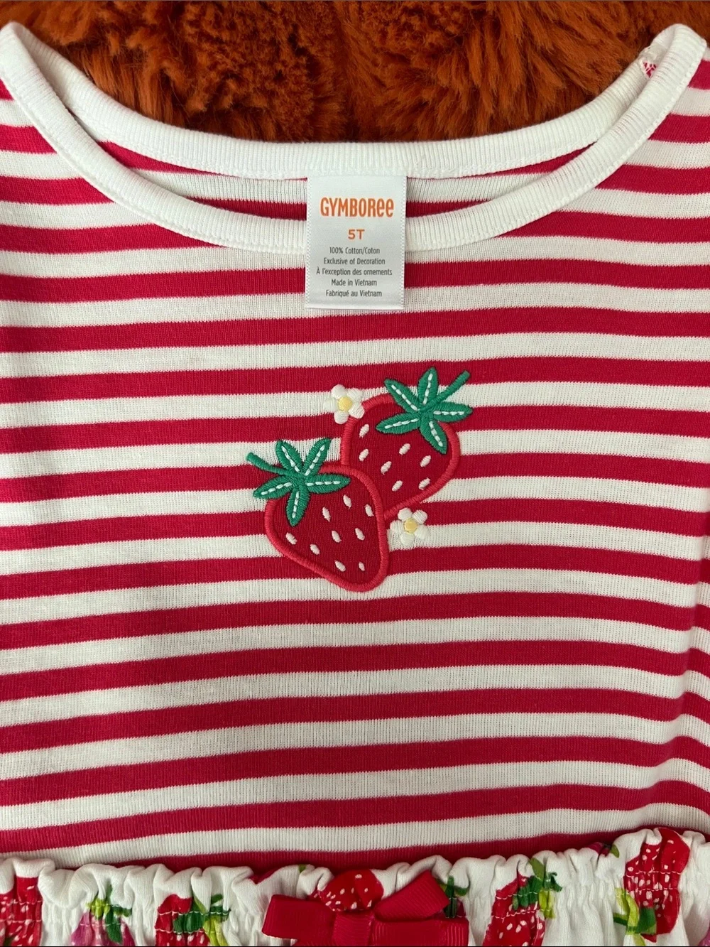 Gymboree Pink & White Strawberry Print Cotton Dress